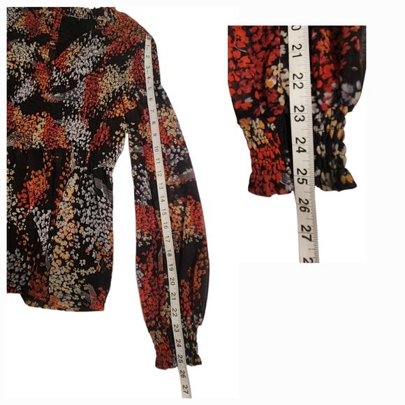 Anthropologie Akemi + Kin Andrea Smocked Floral Blouse Top, Puff Sleeves Small - Picture 10 of 14